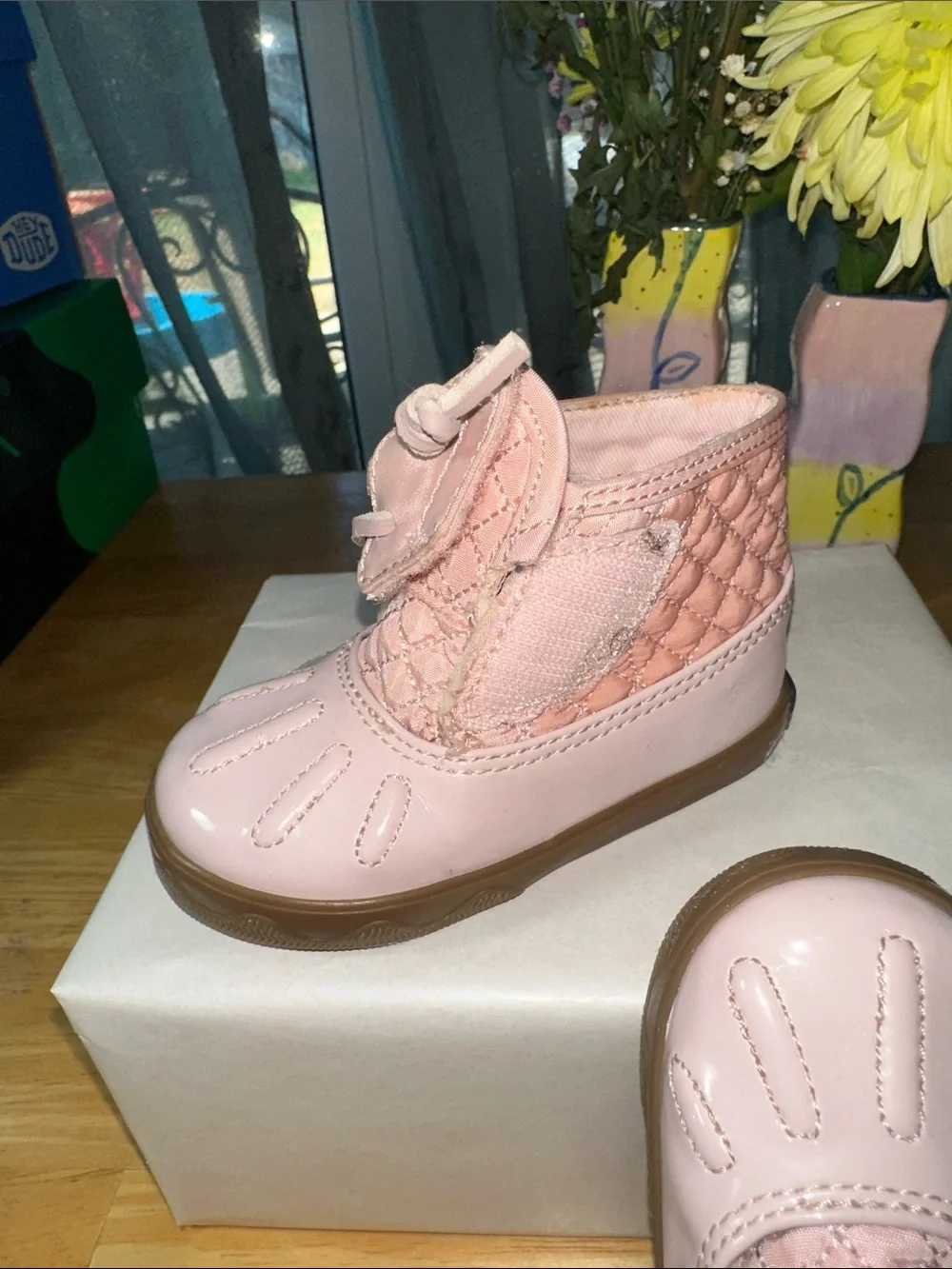 🤩Sperry Kids Pink Quilted Lace-Up Duck Boots. 🎁3